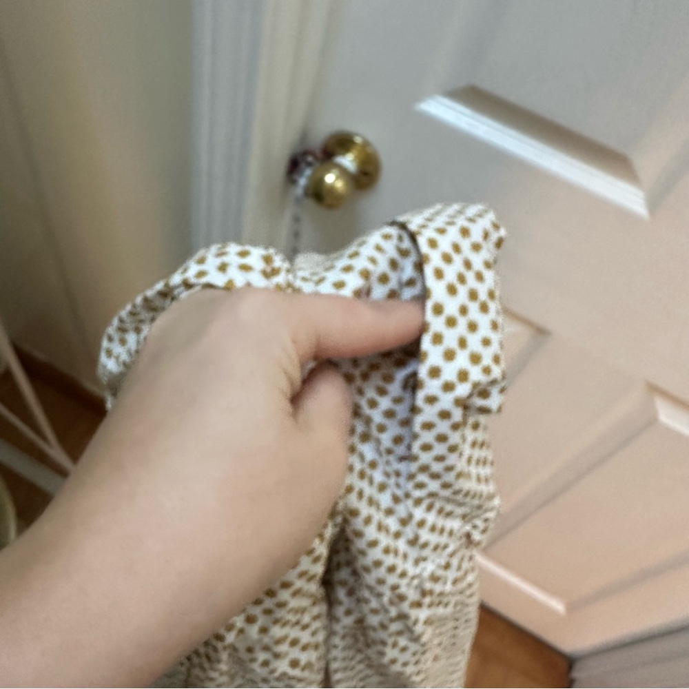 Anthropologie The Somerset Maxi Dress Puff-Sleeve Edition white tan polka dot XL - Picture 12 of 12